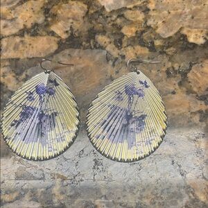 Source Unknown Gold and Purple Leaf Earrings